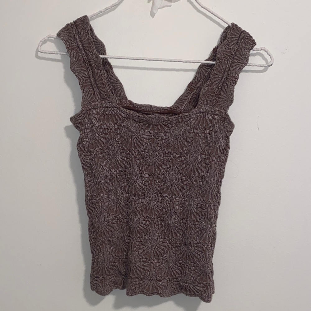 Free People Textured Brown Tank Top